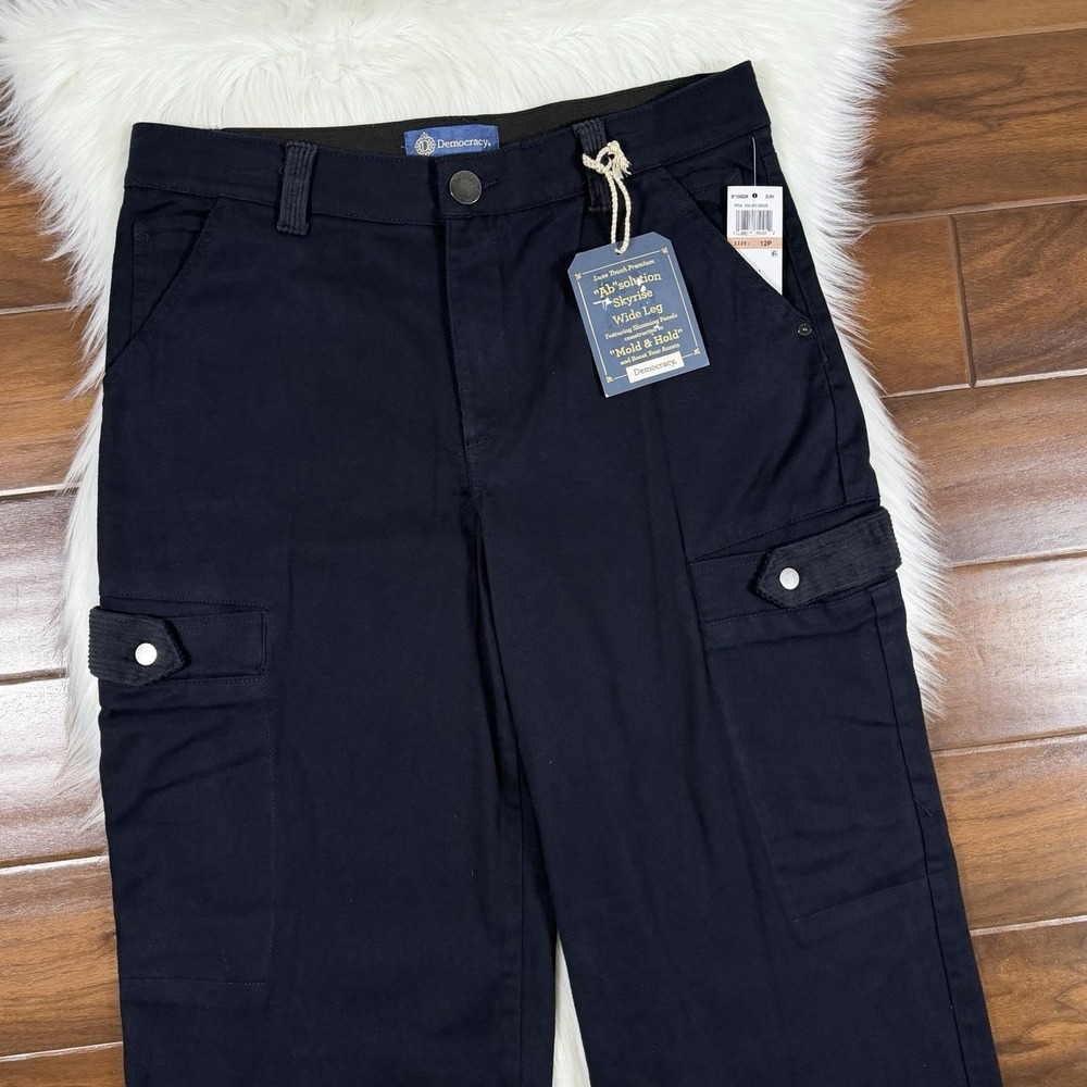 Democracy Women's Size 12 Petite Blue Skyrise Wide Leg Ab Solution Pant Jeans - Picture 2 of 9